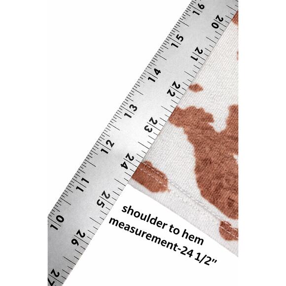 Olive & Oak Medium Cow Print Top Boho Western Henley Crochet Sleeve Blouse Wn’s - Picture 9 of 9